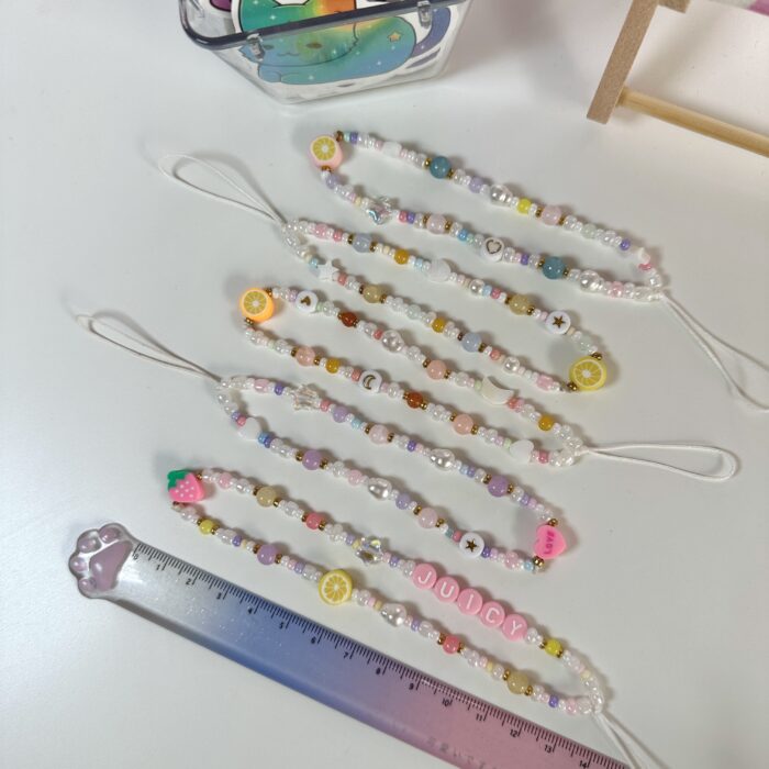 Handy Kette - Sugar Pop Phone Key Chain Bag Charm Accessoires Kristalle Perlen Süßwasserperlen